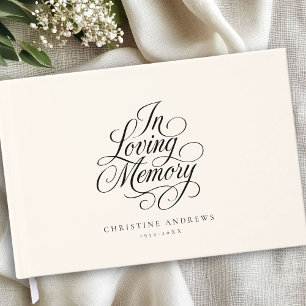 "In Loving Memory" Script Font Keepsake Funeral  Guest Book