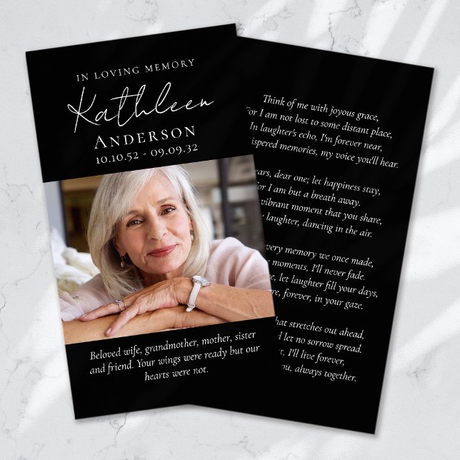 In Loving Memory Script Funeral Prayer Card (Creator Uploaded)
