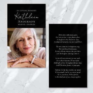 In Loving Memory Script Funeral Prayer Card