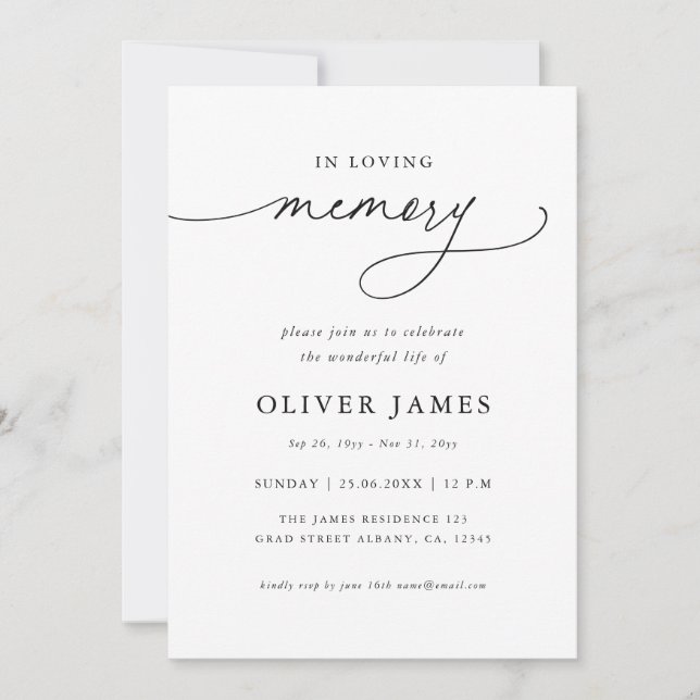 In Loving Memory Script Funeral Program Card (Front)