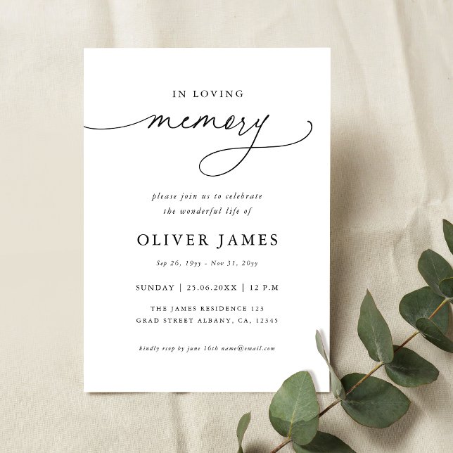 In Loving Memory Script Funeral Program Card (Creator Uploaded)