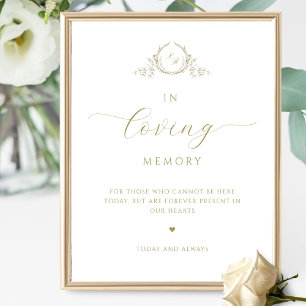 In loving Memory, Script Monogram Champagne Sign