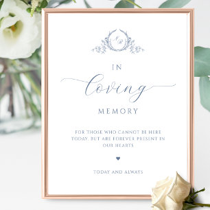 In loving Memory, Script Monogram Dusty Blue Sign