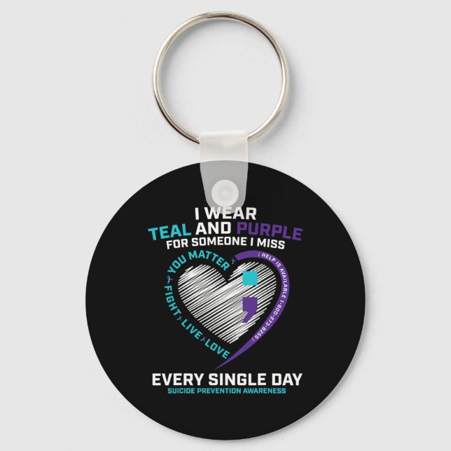 In Loving Memory Semi Colon Suicide Prevention Awa Key Ring (Front)