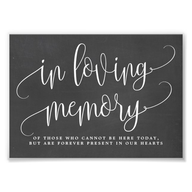 In Loving Memory Sign Choose Your Size Chalkboard (Front)