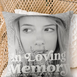 In Loving Memory Simple Custom Photo Memorial Cushion