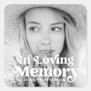 In Loving Memory Simple Custom Photo Memorial Square Sticker