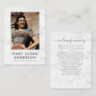 In Loving Memory Simple Marble Photo Poem Card