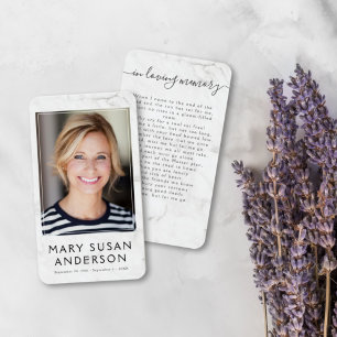 In Loving Memory Simple Marble Photo Poem Card