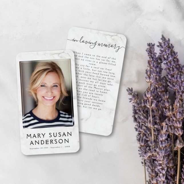 In Loving Memory Simple Marble Photo Poem Card (Creator Uploaded)