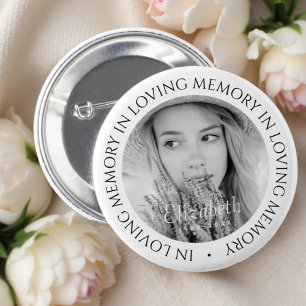 In Loving Memory Simple Modern Custom Photo 6 Cm Round Badge