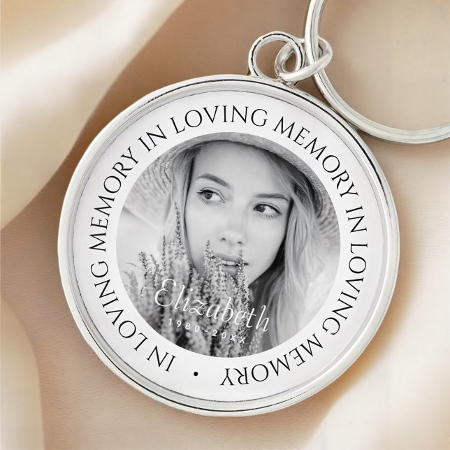 In Loving Memory Simple Modern Custom Photo Key Ring (Creator Uploaded)