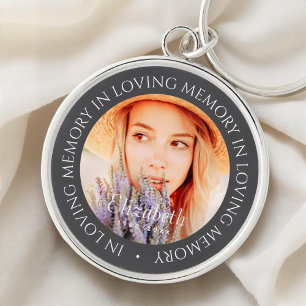 In Loving Memory Simple Modern Custom Photo Key Ring