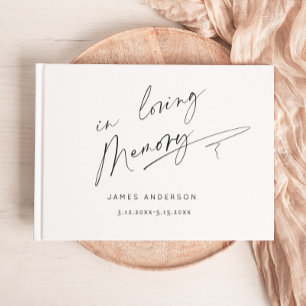 In Loving Memory Simple Script Funeral Guest Book