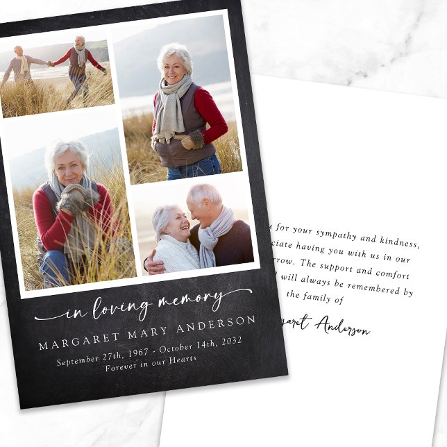 In Loving Memory Slate Photos Funeral Sympathy Thank You Card (Creator Uploaded)