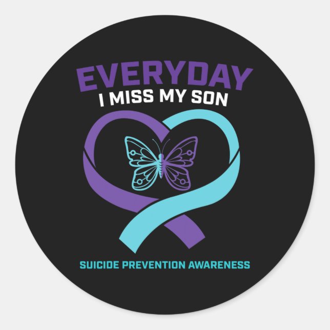 In Loving Memory Son Suicide Prevention Awareness  Classic Round Sticker (Front)