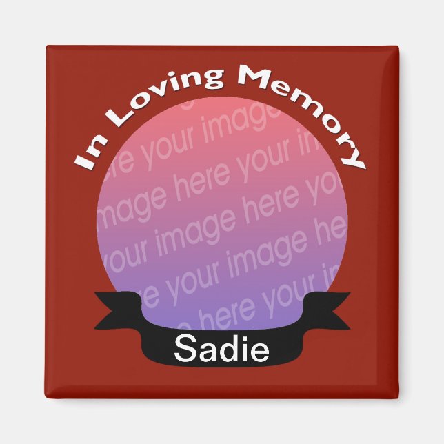 In Loving Memory Square Photo Magnet Red (Front)