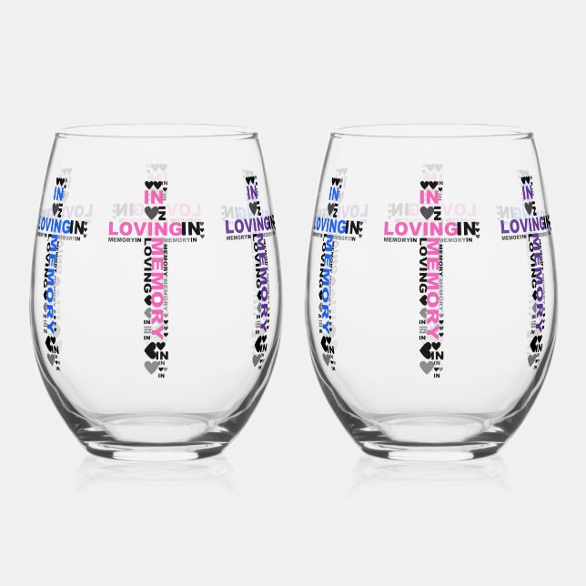 In Loving Memory  Stemless Wine Glass (Front)