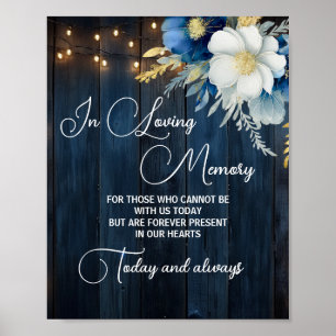 In Loving Memory String Light Floral Memorial Poster
