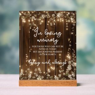 In Loving Memory String Lights Wood Memorial Acrylic Sign