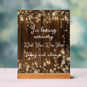 In Loving Memory String Lights Wood Memorial Acrylic Sign