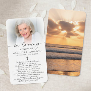 In Loving Memory Sunset Cross Funeral Prayer Card