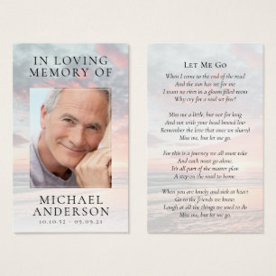 In Loving Memory Sunset Memorial Prayer Card