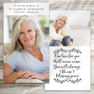 In Loving Memory Sympathy Quote Memorial Card