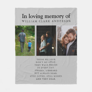In Loving Memory Three Photo Poem Tribute Blanket