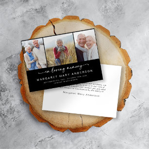 In Loving Memory Three Photos Funeral Sympathy Thank You Card
