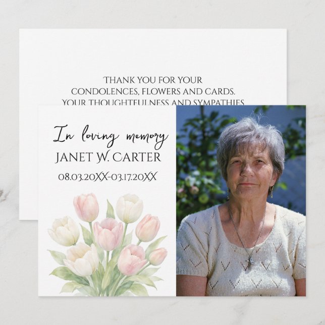 In Loving Memory Tulips Floral Funeral Invitation (Front/Back)
