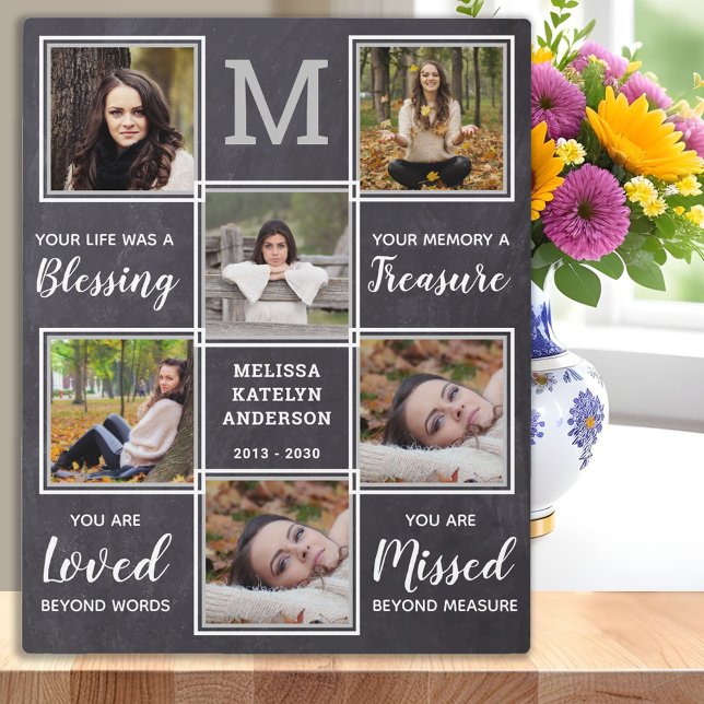 In Loving Memory Unique Photo Collage Memorial Plaque (Creator Uploaded)