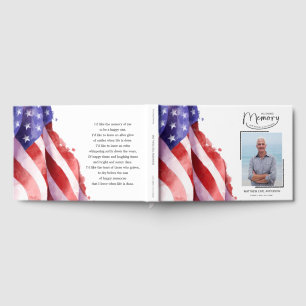 In Loving Memory US Flag Funeral Guest Book