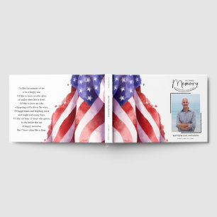 In Loving Memory US Flag Funeral Guest Book
