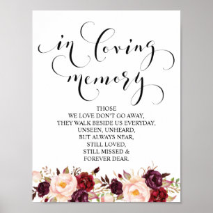 In loving memory Wedding Memorial Table Sign