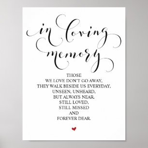 In loving memory Wedding Memorial Table Sign