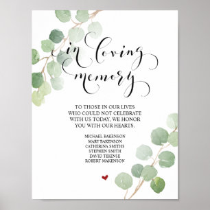 In loving memory Wedding Memorial Table Sign