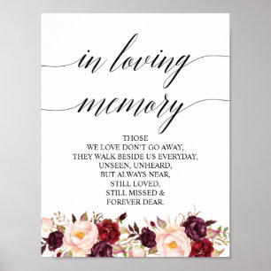 In loving memory Wedding Memorial Table Sign