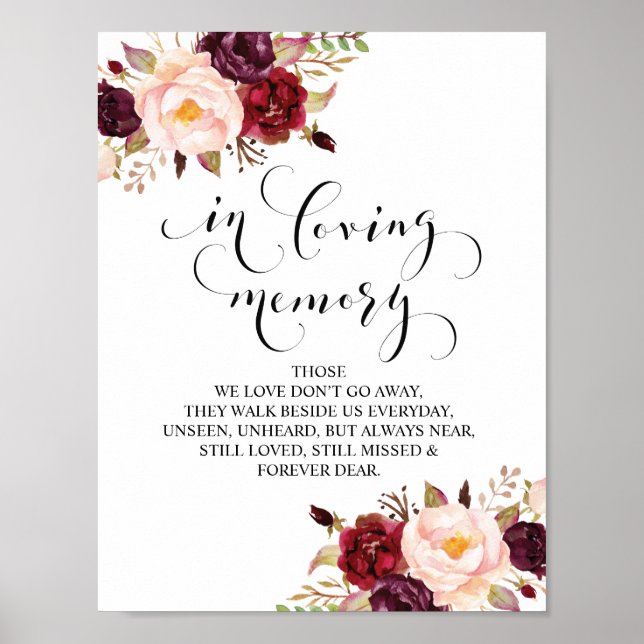 In loving memory Wedding Memorial Table Sign (Front)