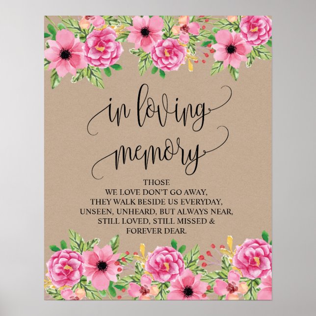 In loving memory Wedding Memorial Table Sign v12 (Front)