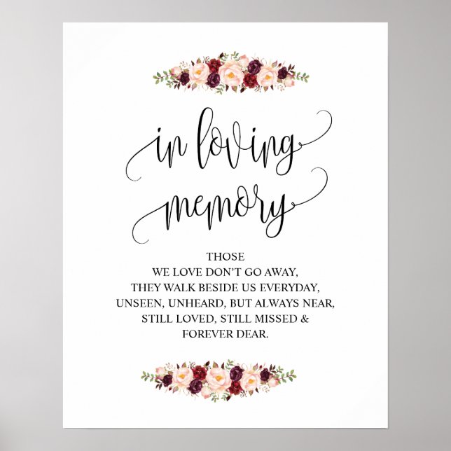 In loving memory Wedding Memorial Table Sign v13 (Front)