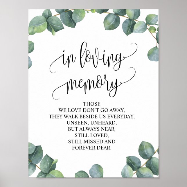 In loving memory Wedding Memorial Table Sign v14 (Front)