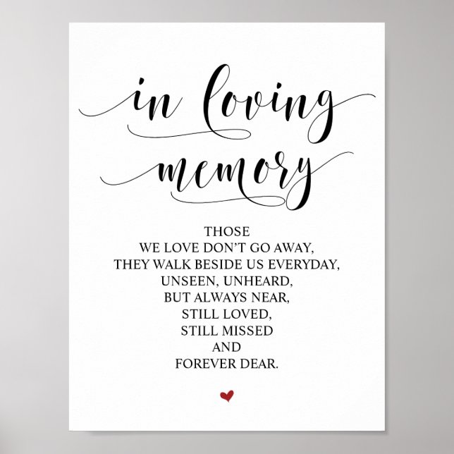 In loving memory Wedding Memorial Table Sign v23 (Front)