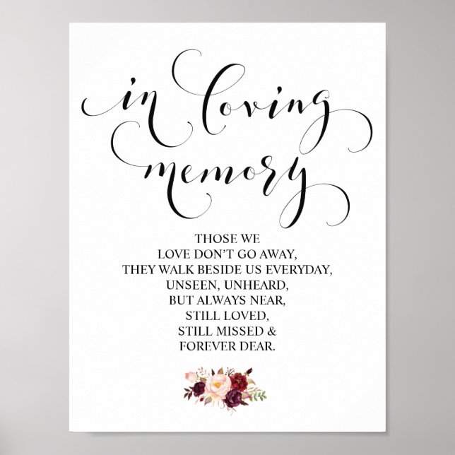 In loving memory Wedding Memorial Table Sign v23 (Front)