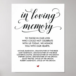 In loving memory Wedding Memorial Table Sign v25