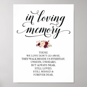 In loving memory Wedding Memorial Table Sign v26