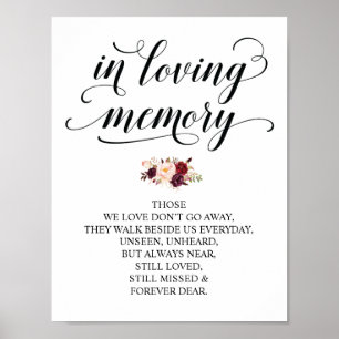 In loving memory Wedding Memorial Table Sign v27