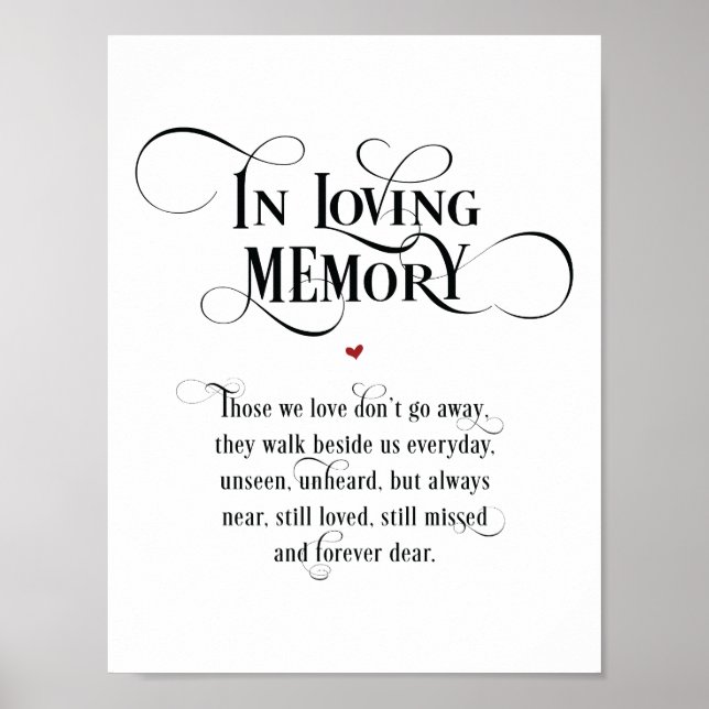 In loving memory Wedding Memorial Table Sign v3 (Front)