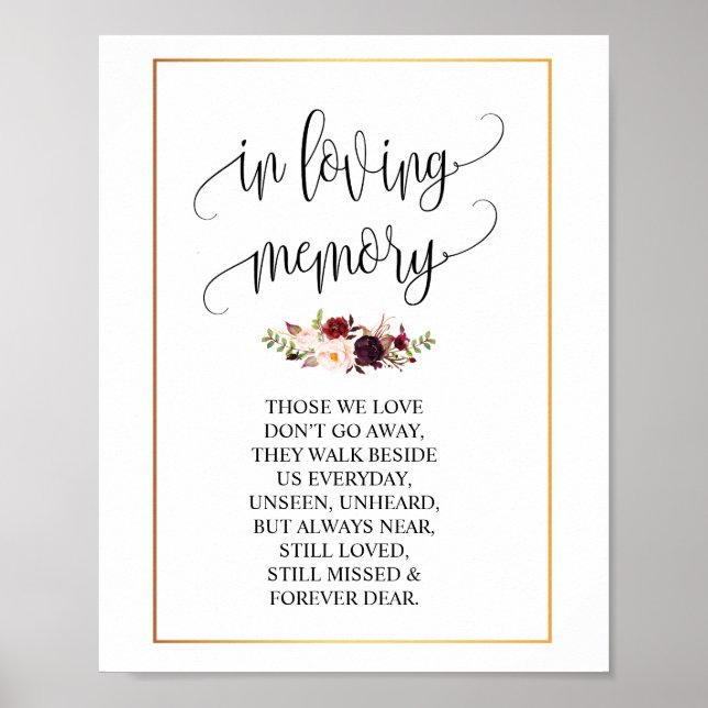 In loving memory Wedding Memorial Table Sign v4 (Front)