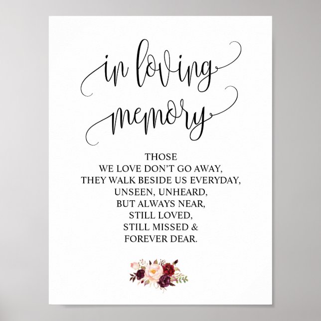 In loving memory Wedding Memorial Table Sign v4 (Front)